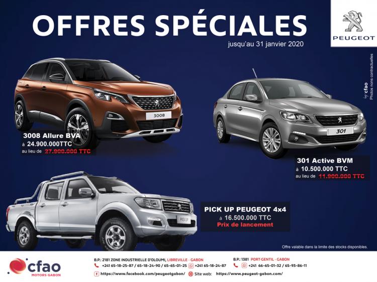 OFFRES SPÉCIALES PEUGEOT, JUSQU'AU 31 JANVIER 2020